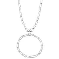 2 Piece Set of 5mm Paperclip Chain Necklace & Bracelet in Sterling Silver, 18" & 7.5"