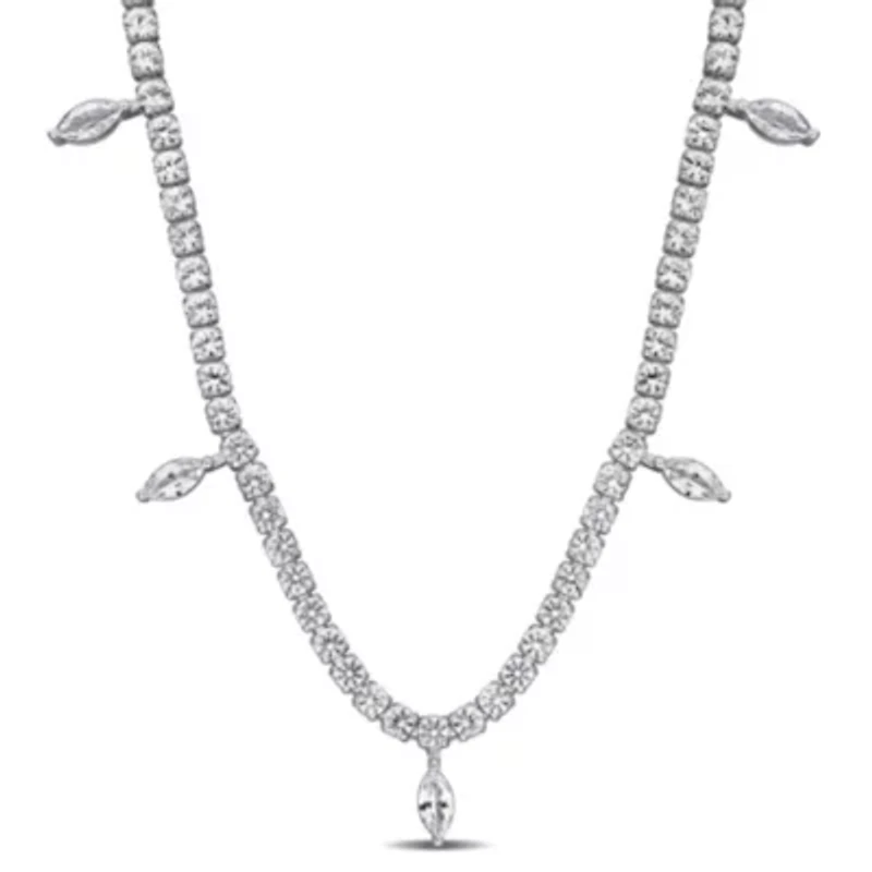 Lab Created Created White Sapphire Necklace in Sterling Silver, 17"
