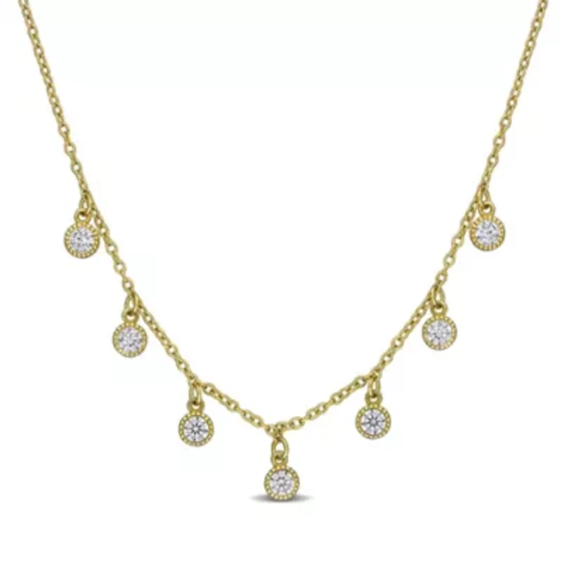 Lab Created Created White Sapphire Necklace in Yellow Plated Sterling Silver, 16"+2"ext.