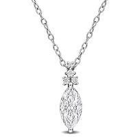 Lab Created Created White Moissanite Pendant With Chain in Sterling Silver, 18"