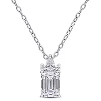 Lab Created Created White Moissanite Pendant With Chain in Sterling Silver, 18"