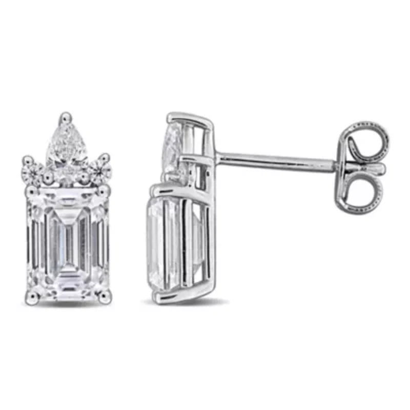 Lab Created Created White Moissanite Stud Earrings in Sterling Silver