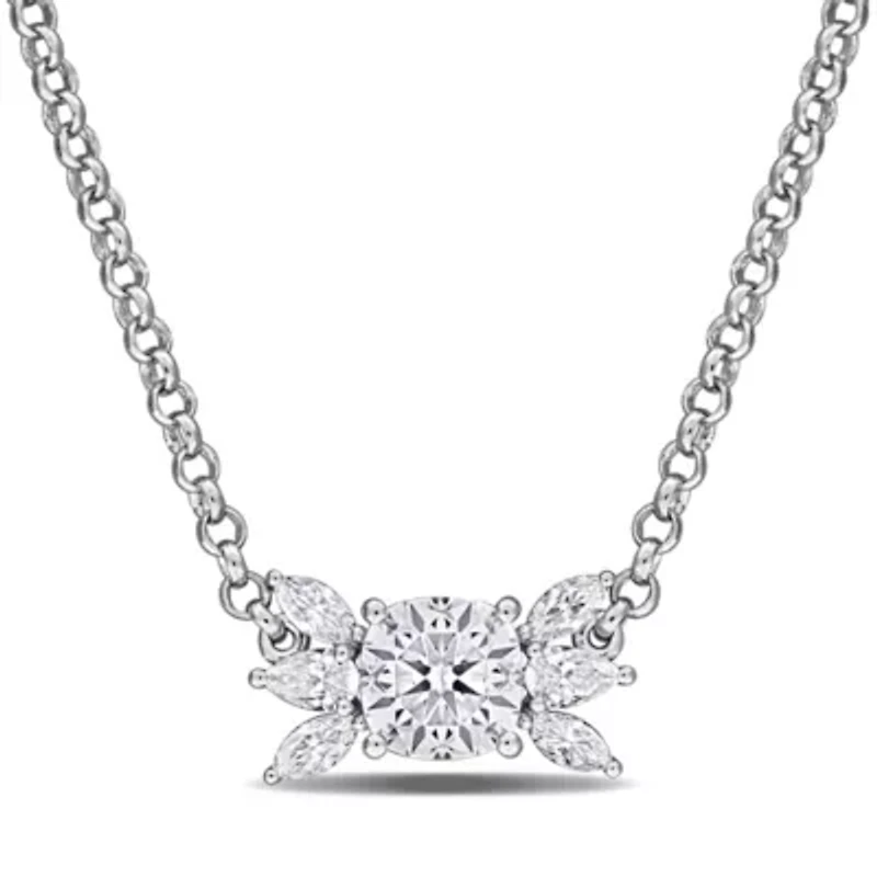 Lab Created Created White Moissanite Necklace in Sterling Silver, 17"