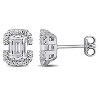 Lab Created Created White Moissanite Stud Earrings in Sterling Silver