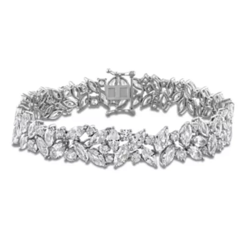 Lab Created Created White Sapphire Bracelet in Sterling Silver, 7"