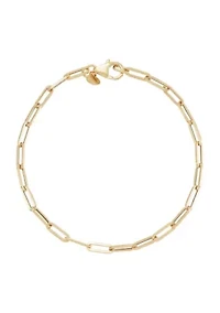 14K Yellow Gold .45mm Heavy Hollow Paperclip Chain Bracelet
