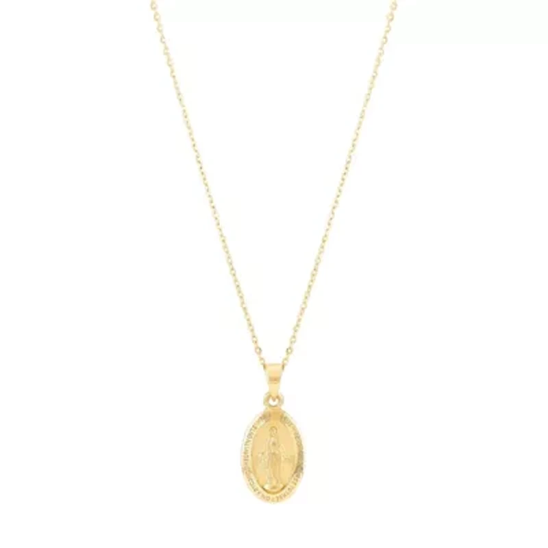 14K Yellow Gold Medal Pendant Necklace