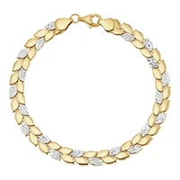 10K Yellow and White Gold Double Row Marquise Shape link Bracelet