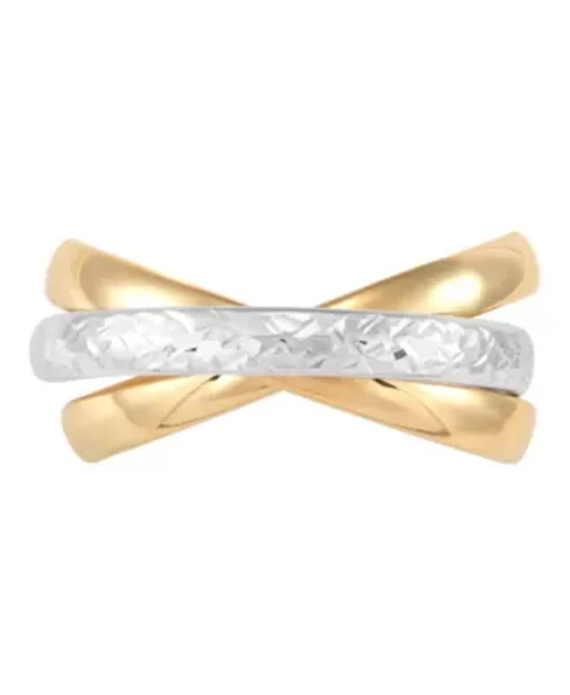 10K Yellow and White Gold Tube Rolling Band Ring