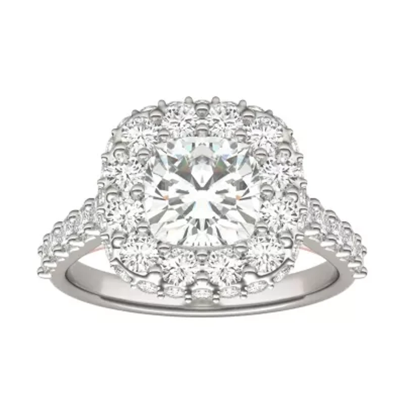 Charles & Colvard 3.34 ct. tw. Lab Created Moissanite Cushion Cathedral Halo Ring