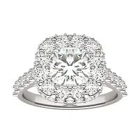 Charles & Colvard 3.34 ct. tw. Lab Created Moissanite Cushion Cathedral Halo Ring