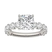 Charles & Colvard 3.56 ct. tw. Lab Created Moissanite Cushion Trellis Engagement Rings 14K White Gold
