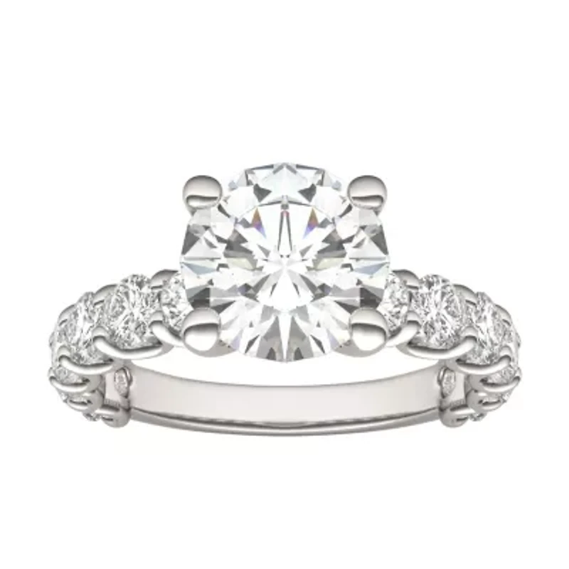 Charles & Colvard 3.76 ct. tw. Lab Created Moissanite Round Trellis Engagement Ring 14K White Gold