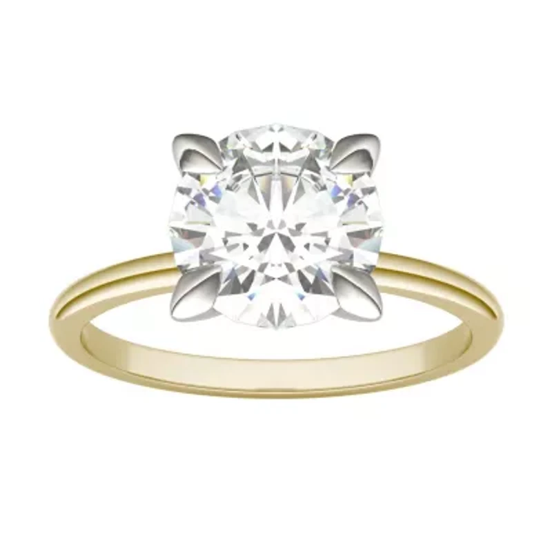 Charles & Colvard ct. tw. Lab Created Moissanite Round Solitaire Ring 14K White and Yellow Gold