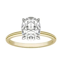 Charles & Colvard 2.1 ct. tw. Lab Created Moissanite Oval Solitaire Ring 14K White and Yellow Gold