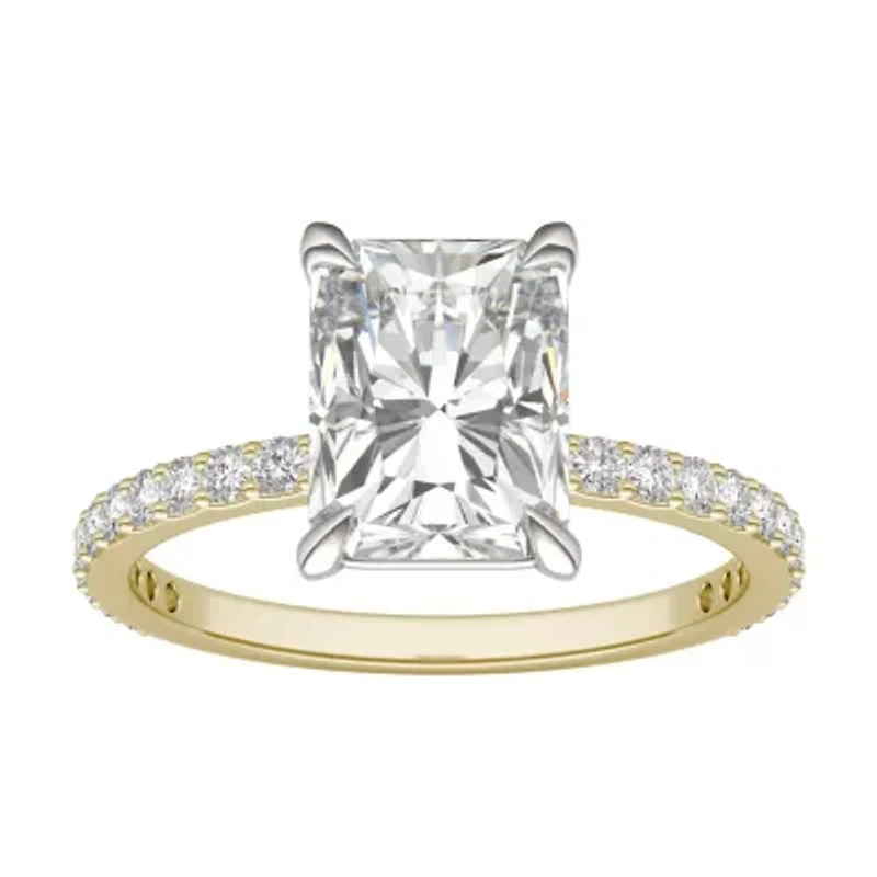 Charles & Colvard 3.12 ct. tw. Lab Created Moissanite Radiant Engagment Ring 14K White and Yellow Gold