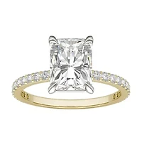 Charles & Colvard 3.12 ct. tw. Lab Created Moissanite Radiant Engagment Ring 14K White and Yellow Gold