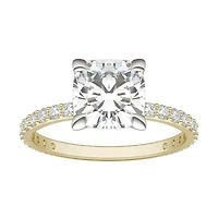 Charles & Colvard 2.42 ct. tw. Lab Created Moissanite Cushion Engagement Ring 14K White and Yellow Gold