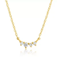 Lab Created 14k Yellow Gold 1.5mm & 2mm Round Lab Grown Diamond 4 Stone Necklace with 16 inch cable chain and 2 inch extender