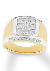 Lab Created Cubic Zirconia Square Cluster Ring Two-Tone .925 Sterling Silver