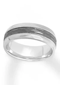 Gunmetal Gray Notched 8 mm Wedding Band .925 Sterling Silver