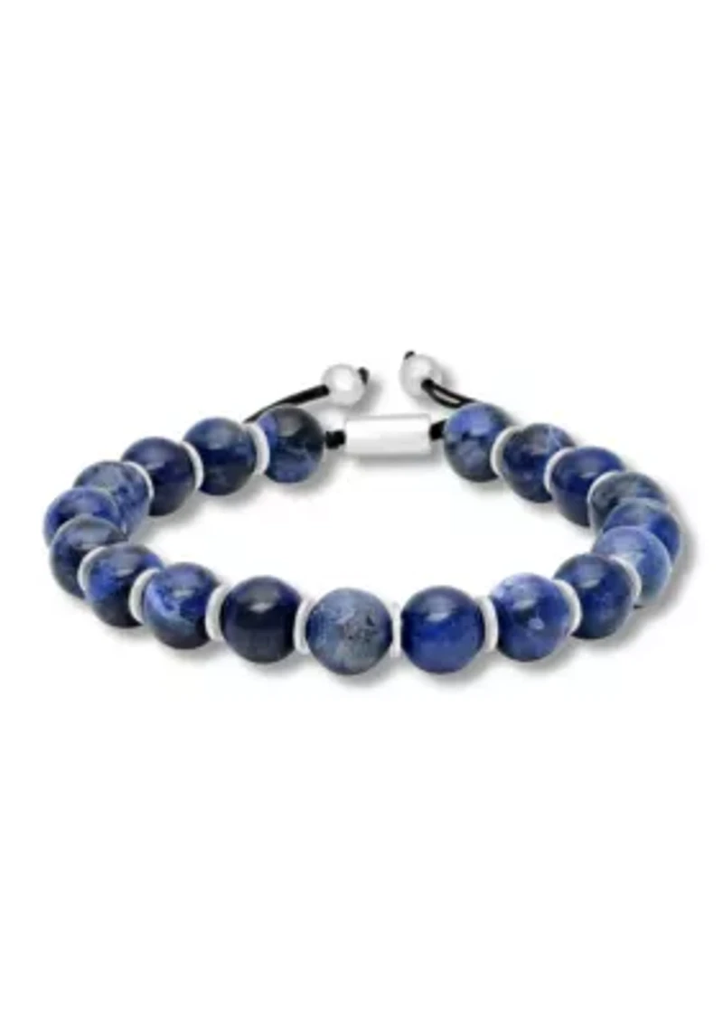 Blue Sodalite Bead and .925 Sterling Silver Bolo Bracelet