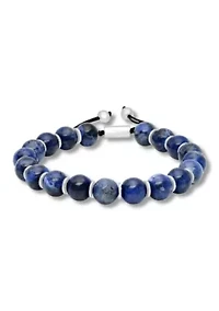 Blue Sodalite Bead and .925 Sterling Silver Bolo Bracelet