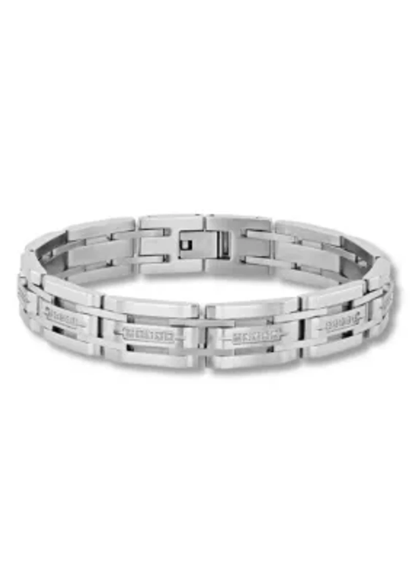 Lab Created 1/2CTW Lab Grown Diamond Men's Stainless Steel 8.5" Link Bracelet