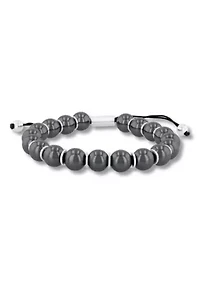Gray Hematite Bead and .925 Sterling Silver Bolo Bracelet