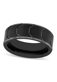 Tire Tread Pattern 8mm Band in Tungsten