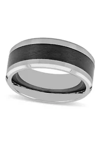 Black Ceramic Inlay 9mm Beveled Band in Tungsten