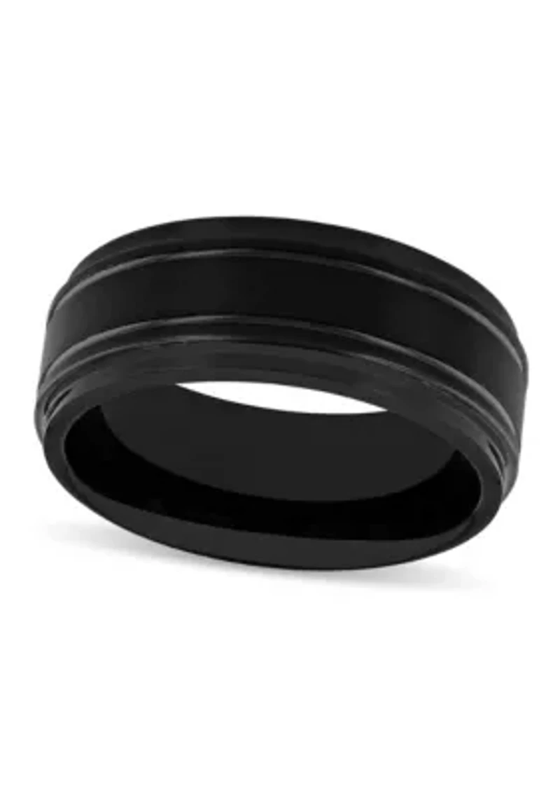 Grooved 9mm Band in Black Tungsten