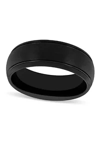 Grooved 8mm Band in Black Tungsten