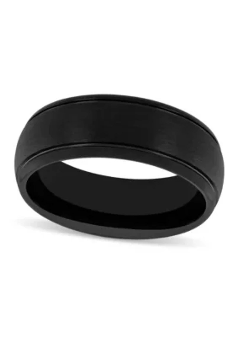 Grooved 8mm Band in Black Tungsten