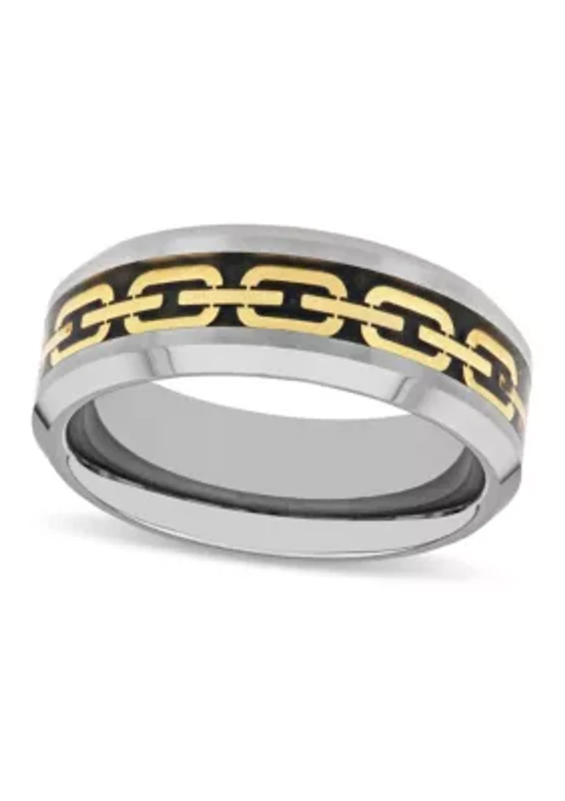 Chain Inlay 8mm Beveled Band in Tungsten