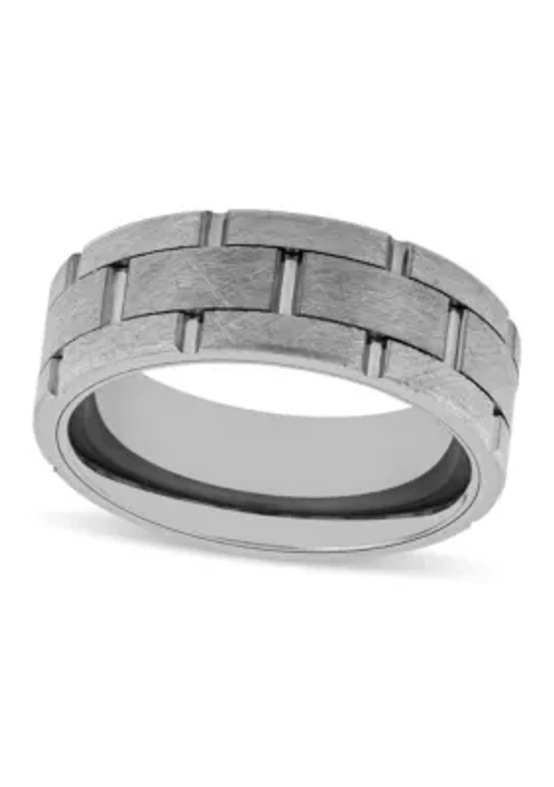 Brick Pattern 8mm band in Tungsten