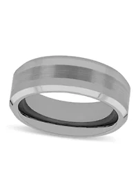 Satin Center 8mm Beveled Band in Tungsten