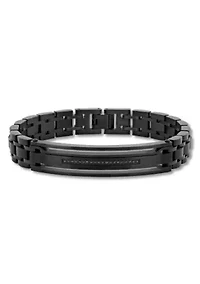 .10CTW Black Diamond Stainless Steel with Black Finish ID Bracelet