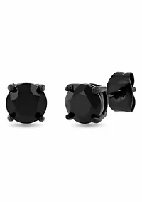 Men's Stainless Steel Round Black Spinel Black Finish Stud Earrings