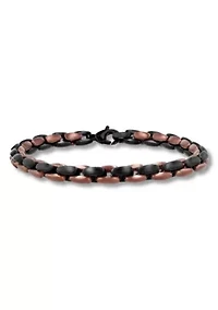 Men's Stainless Steel Black and Brown Two-tone Finish 9" Link Bracelet