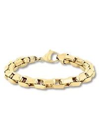 Men's Stainless Steel Yellow Finish Beveled 8.5" Square Link Bracelet
