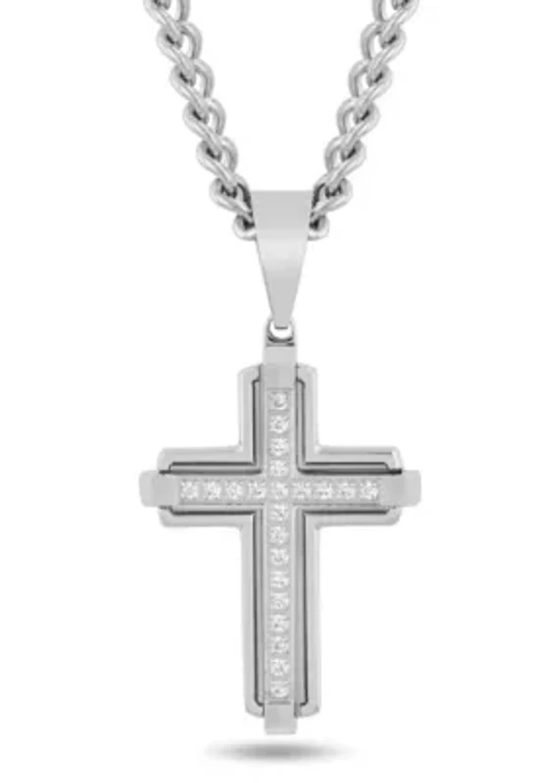 1/5CTW Men's Stainless Steel Cross Pendant