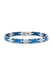 0.10CTW Diamond Stainless Steel Bracelet with Blue IP Finish