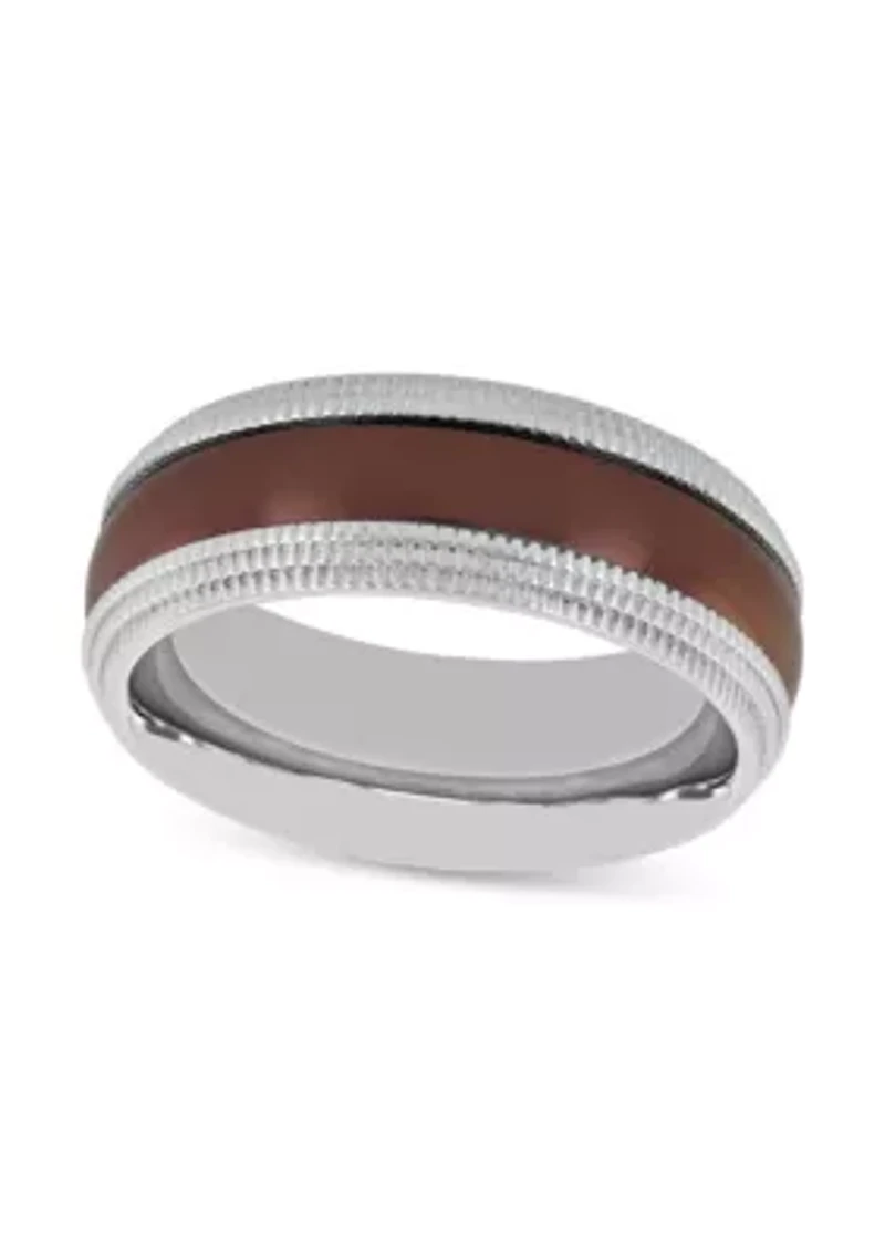 Brown Milgrain 8mm Band in Two-tone Stainless Steel