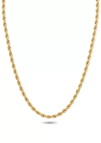 Men's Stainless Steel Yellow Finish 24" Rope Chain