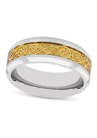 Gold-tone Inlay 8mm Band in Stainless Steel