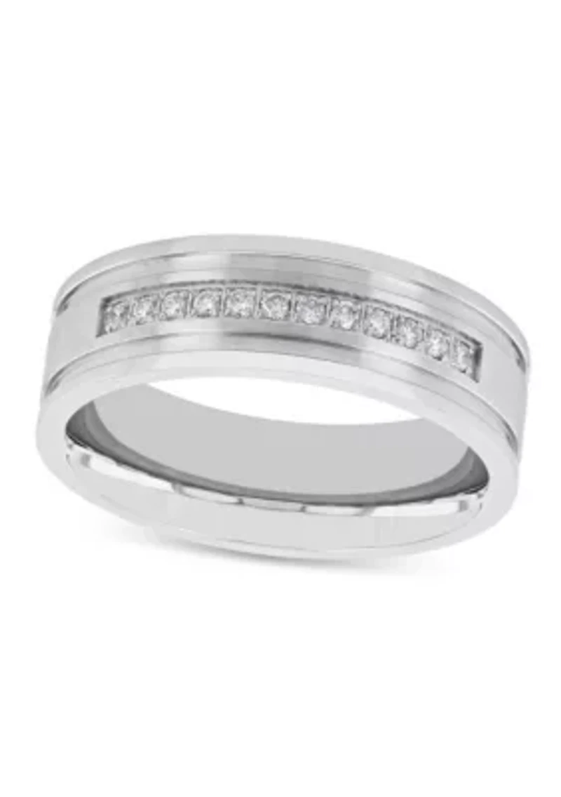 0.12 c.t.t.w. Channel 7mm Band in Stainless Steel