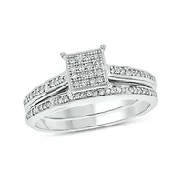 1/4 ct. t.w. Diamond Square Bridal Ring Sterling Silver