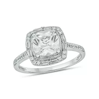1/5 ct. t.w. Diamond and 1.80 Created White Sapphire Ring Streling Silver