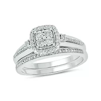 1/3 ct. t.w. Diamond Miracle Plate Bridal Ring Sterling Silver
